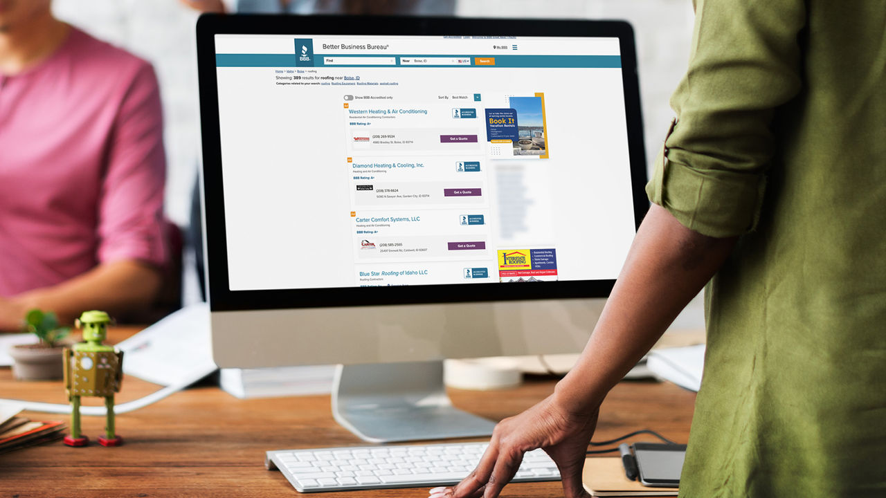 Computer with BBB.org ads