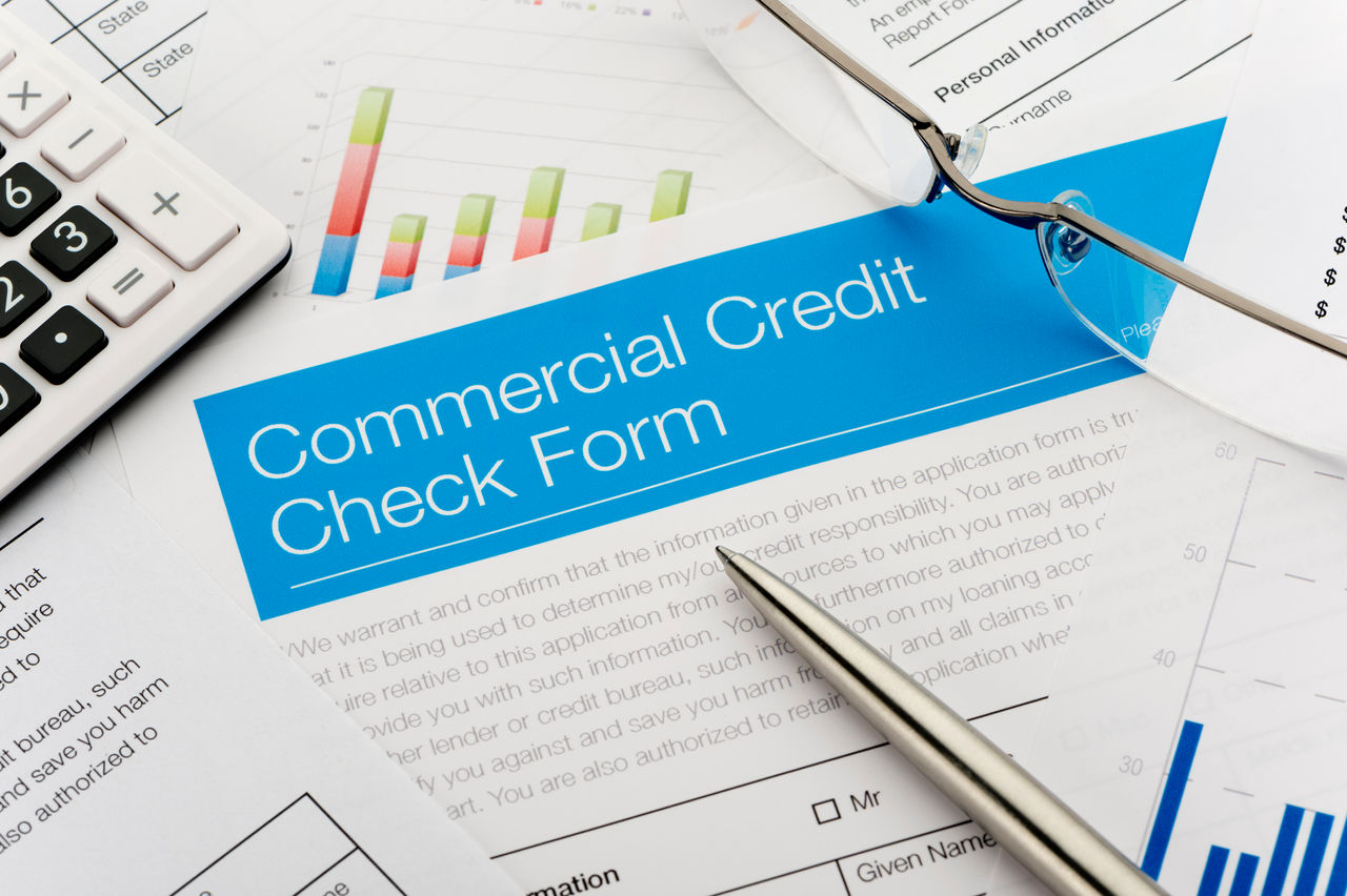 Close up of a Commercial Credit check form on a desk