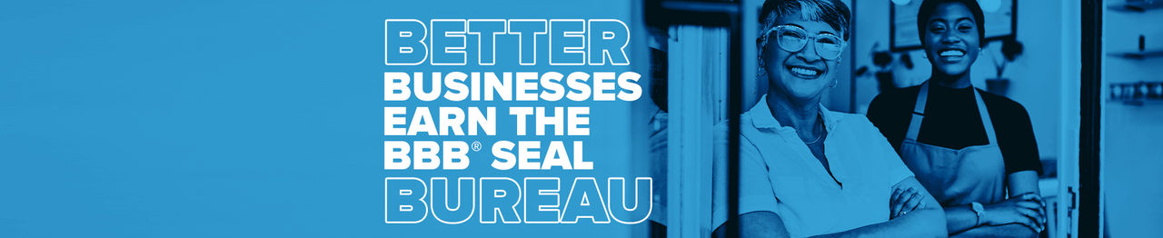 Better Businesses use the BBB Seal Bureau with smiling business owners