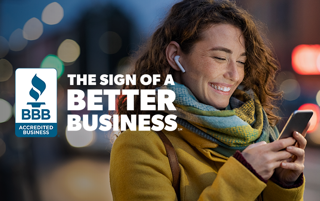 Female on phone with earbuds