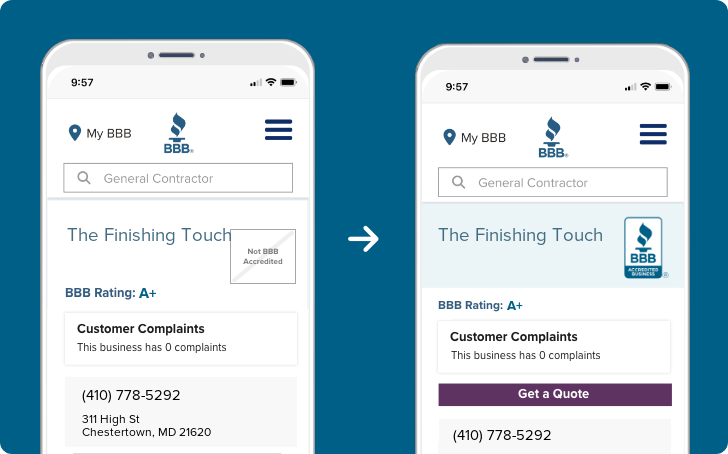 bbb business profile on mobile device