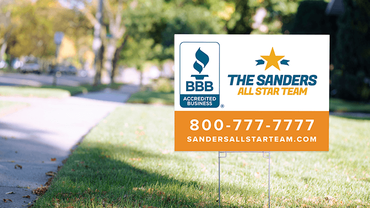 Yardsign for The Sanders All Star Team set up in the grass next to the sidewalk