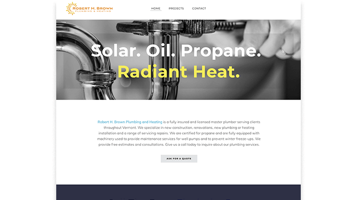 Robert H. Brown Plumbing and heating website example and link to site