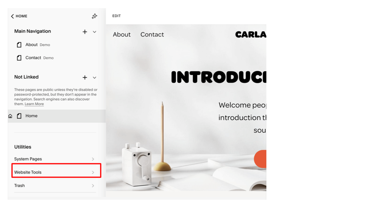 Click Website Tools to install AB seal