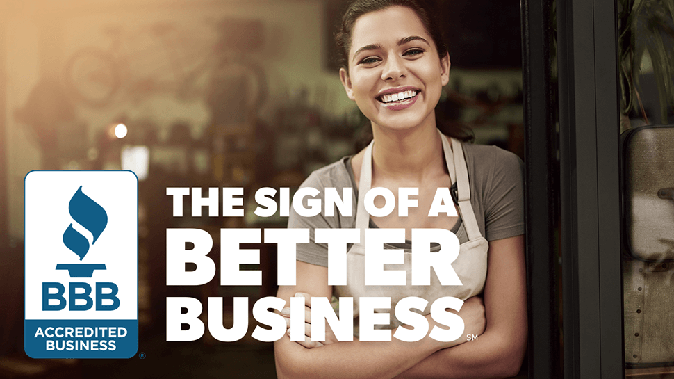 The Sign of a Better Business with a female.