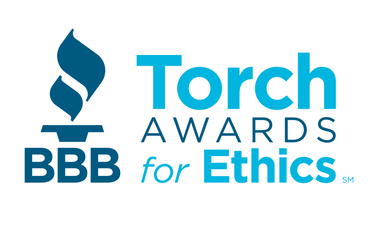 BBB Torch Awards for Ethics light blue and dark blue text
