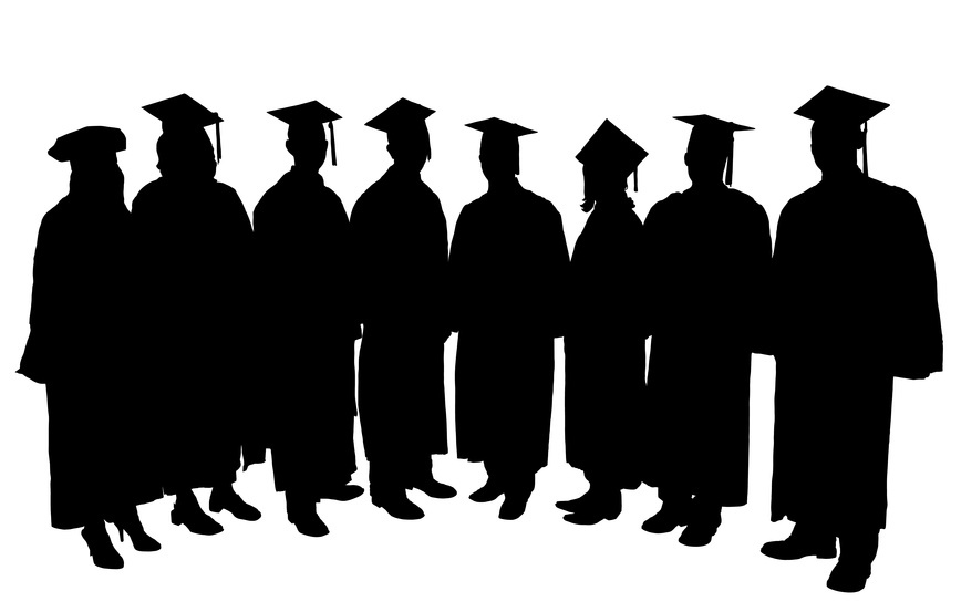 Graduates Silhouette on white background
