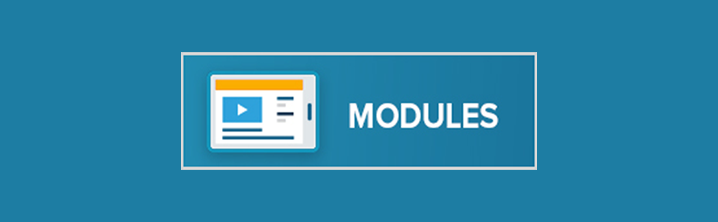 Ethics in Action Modules blue background white letters