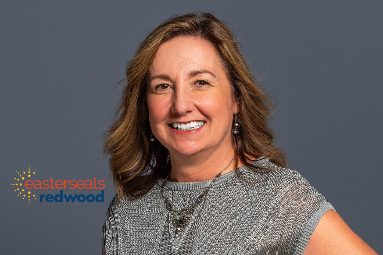 Easterseals Redwood logo next to headshot of Pam Green, President/CEO