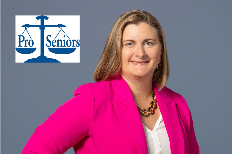 Pro Seniors, Inc. logo with headshot of Dimity Orlet, J.D., Executive Director