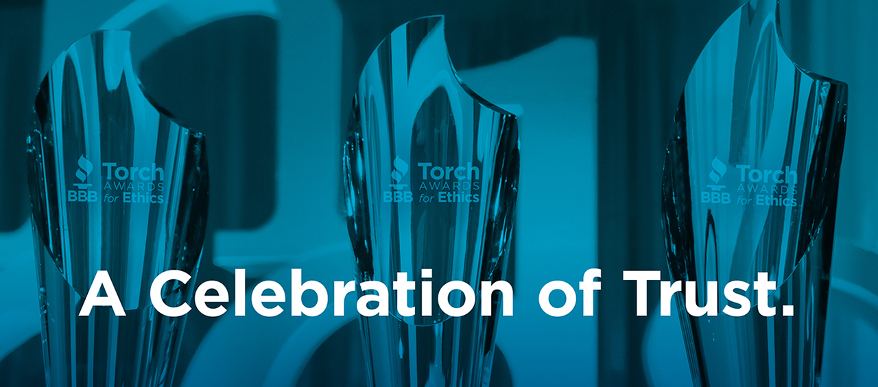 BBB Torch Wwards with white text and blue background