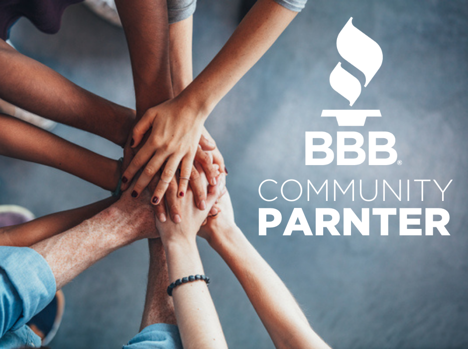 hand around the words BBB Community Partner