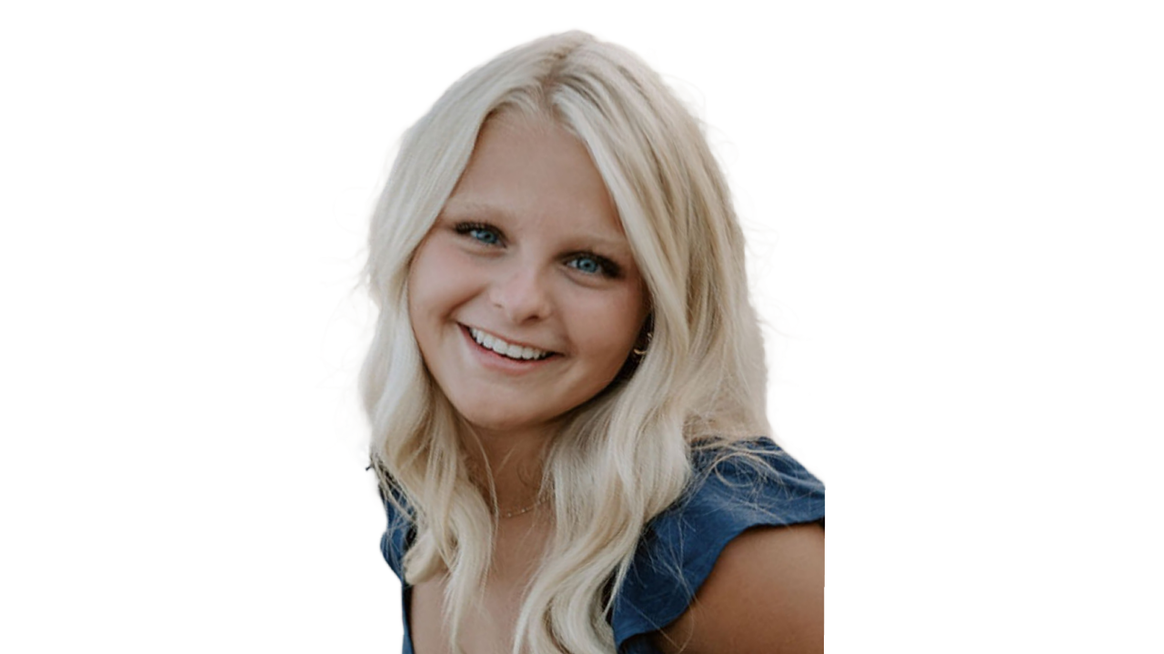 Headshot of blond teenage girl