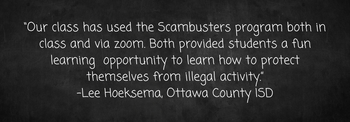 Testimonial from a local teacher about BB Scambusters