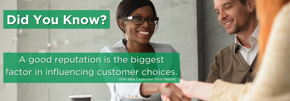 Customers value reputation more than other categories when choosing a business
