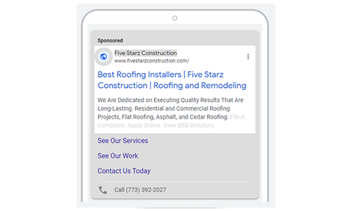 Google Search advertising example.
