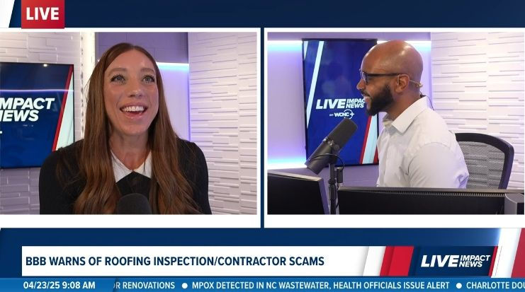 Juliana O'Rork with the BBB discusses free roof inspections and how to avoid being scammed with WCNC in Charlotte.