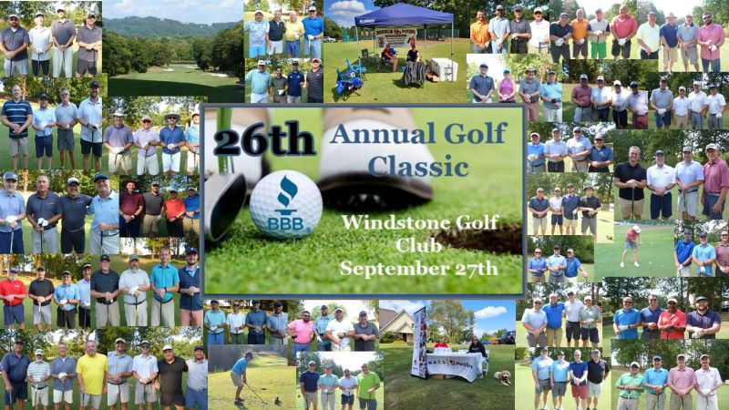 collage of pictures from the golf tournament