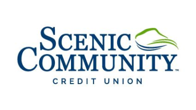 Scenic community blue text white background