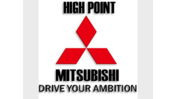 Mitsubishi logo and the words High Point and drive your ambition in black