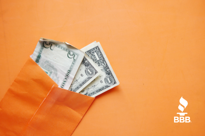 Photo of money in an envelope
