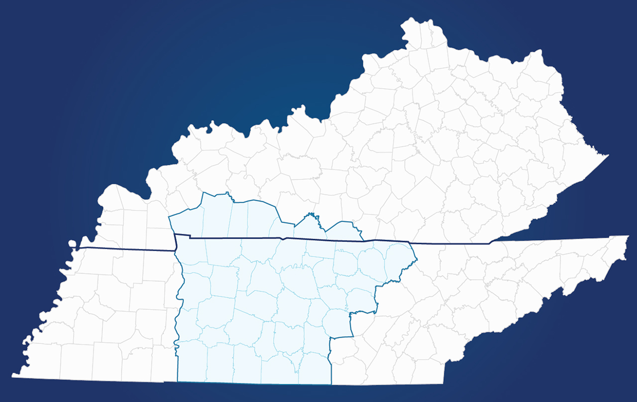 Counties served by Better Business Bureau Middle Tennessee and Southern Kentucky
