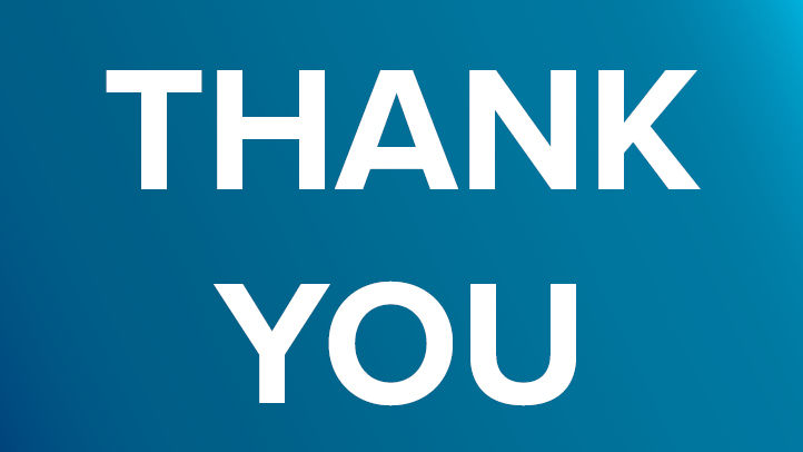 Thank you white text on blue gradient background
