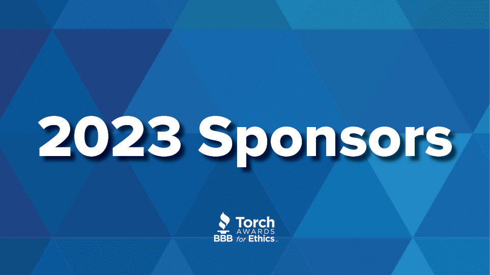 2023 Sponsors text overlayed on multi-blue background
