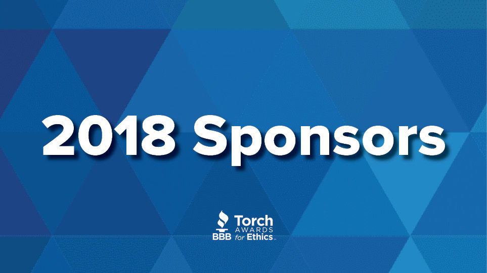 2018 Sponsors text overlayed on multi-blue background