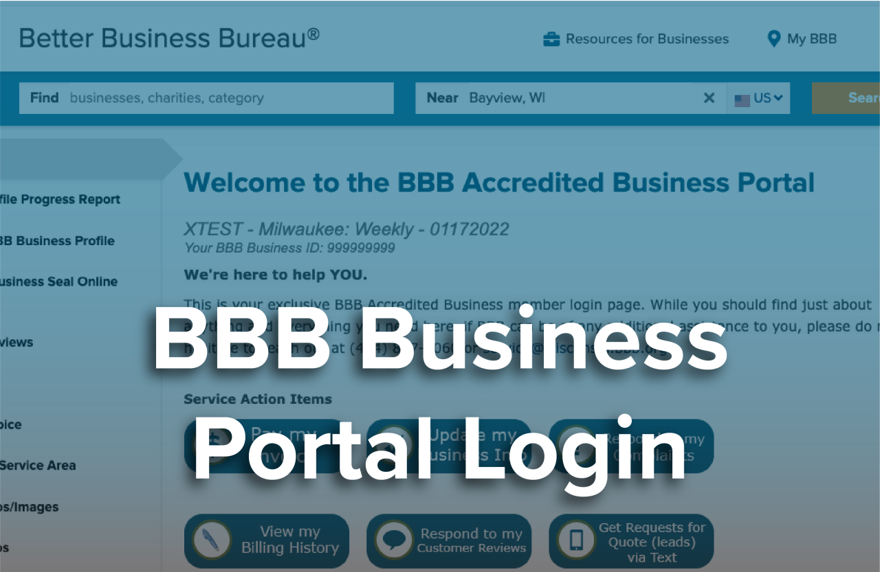 BBB Business Portal login