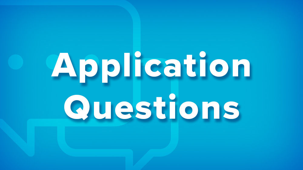 Blue image with light blue torch icon with white text "Application Questions"