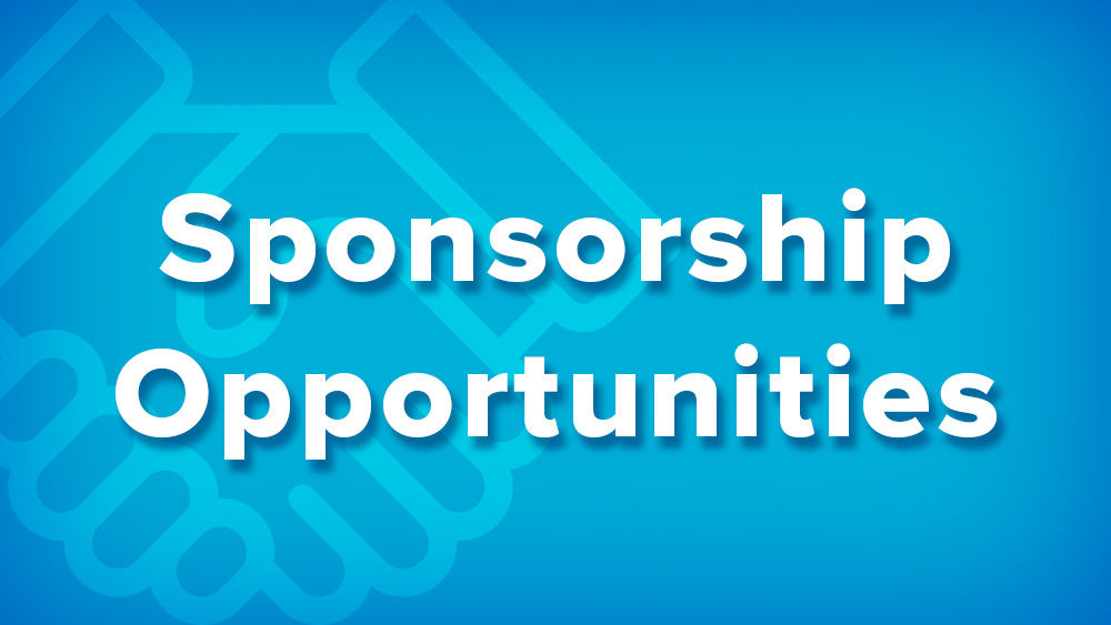 Blue image with light blue torch icon with white text "Sponsorship Opportunities"