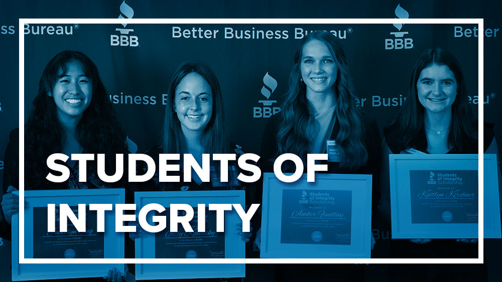 White text reading "Students of Integrity