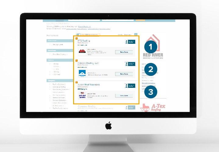 Image of top 3 spots for enhanced listing on bbb.org