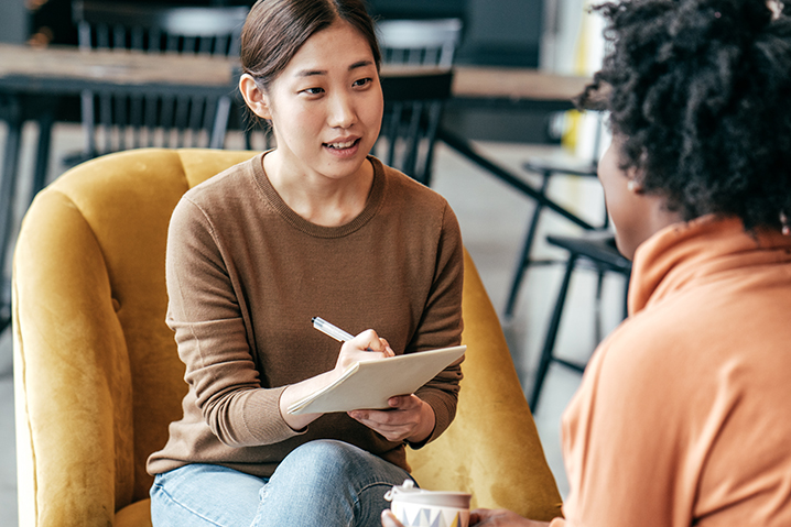 two people talking