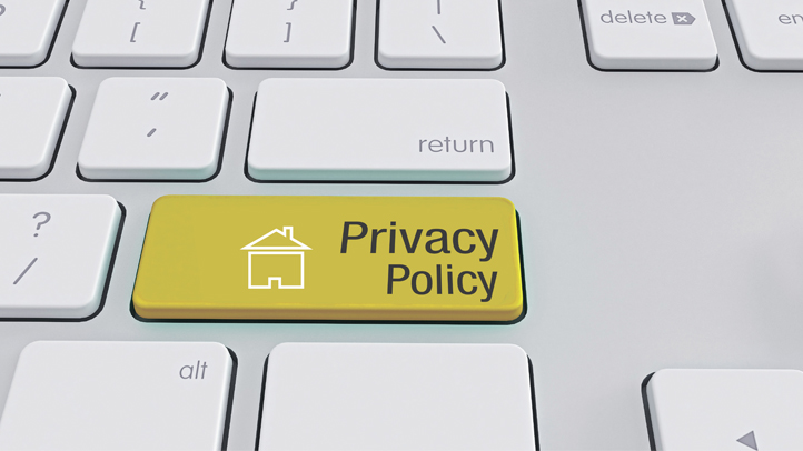 White Keyboard with privacy policy - stock photo