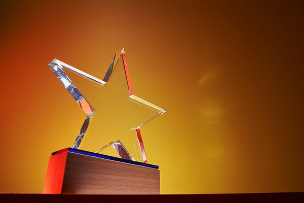 close up low angle view group of star shape crystal  trophy
