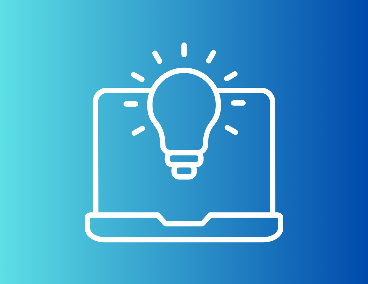 White icon of a light bulb inside a case on a blue background