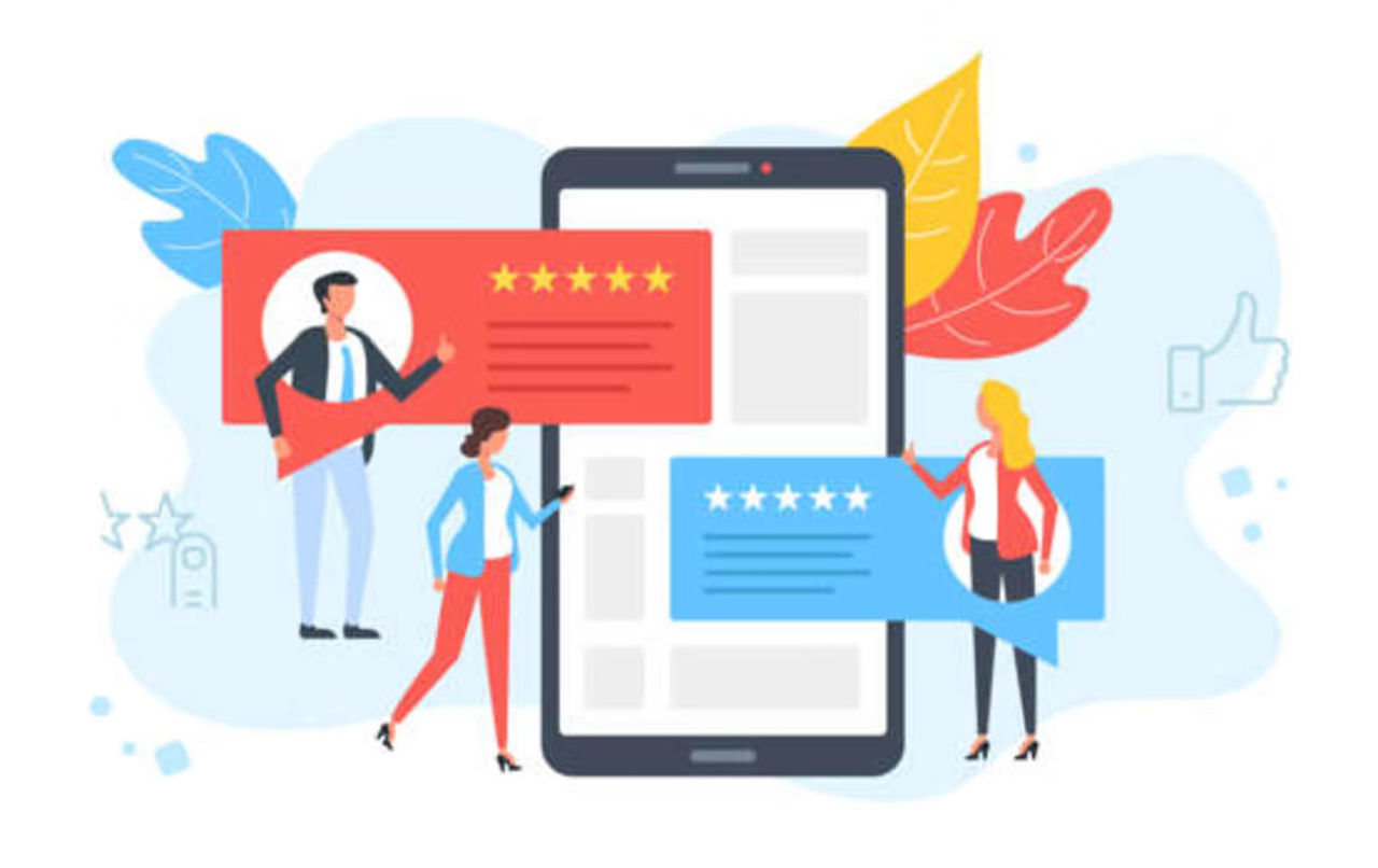 Illustration of people leaving business reviews