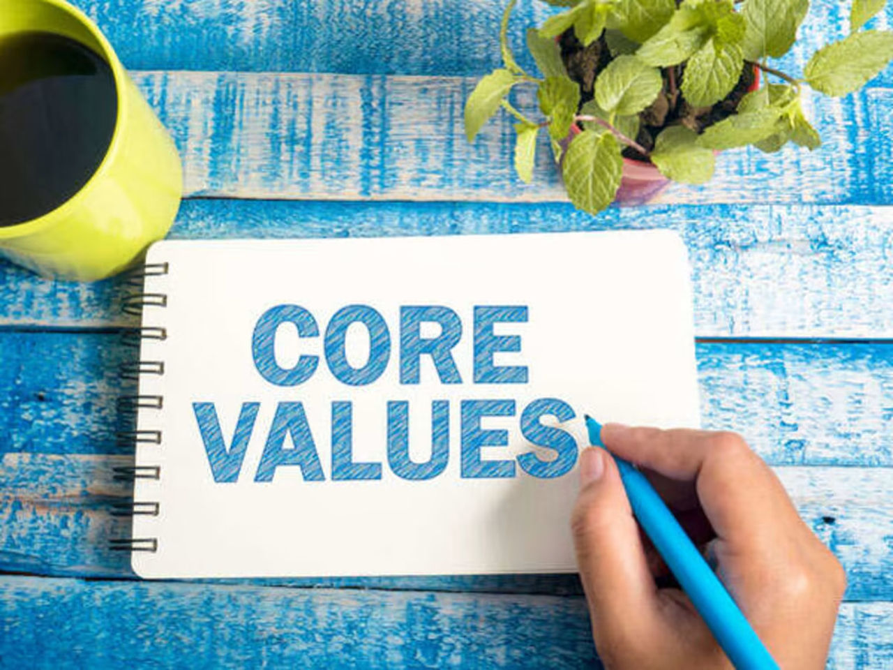 Illustration of the word Core Values on a notepad
