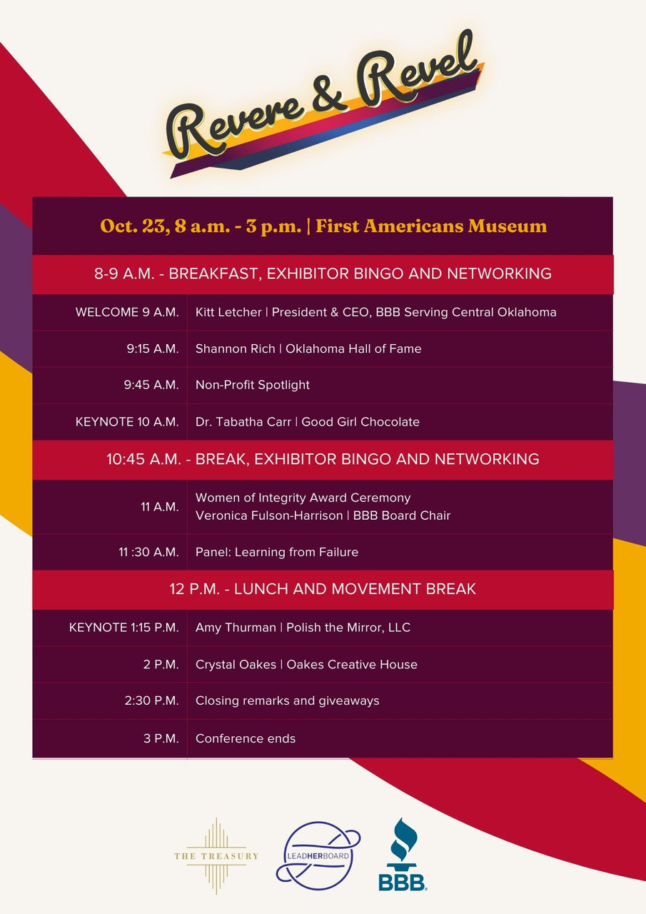 Image of itinerary breakdown including speaker time slots and breaks