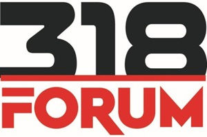 Logo for 318 Forum with 318 in black above Forum in red. They were an Event Sponsor for the Shreveport Torch Awards on October 31, 2024