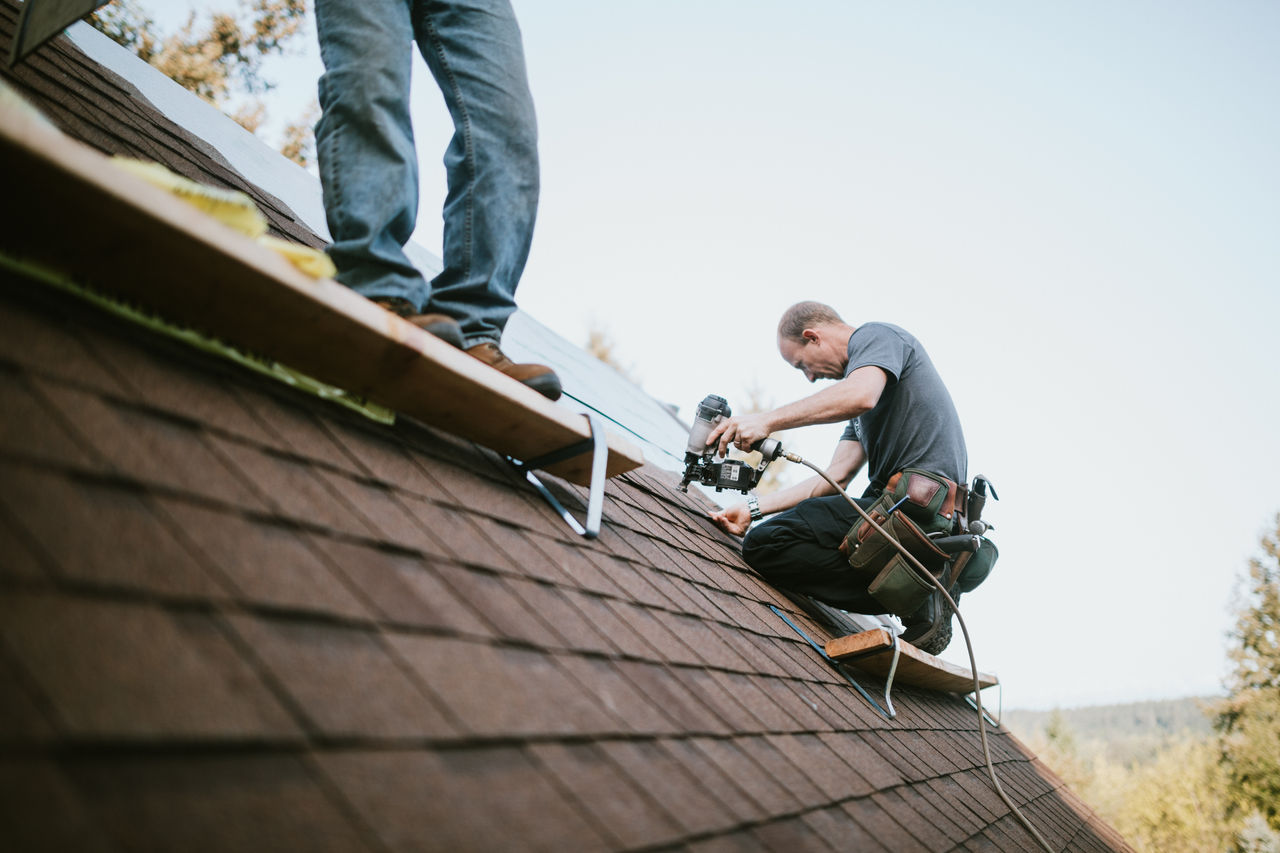 Contractors working on roof