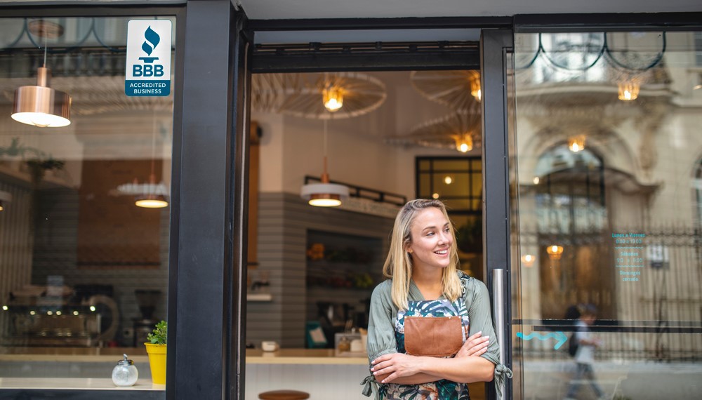 bbb accredited seal on storefront 