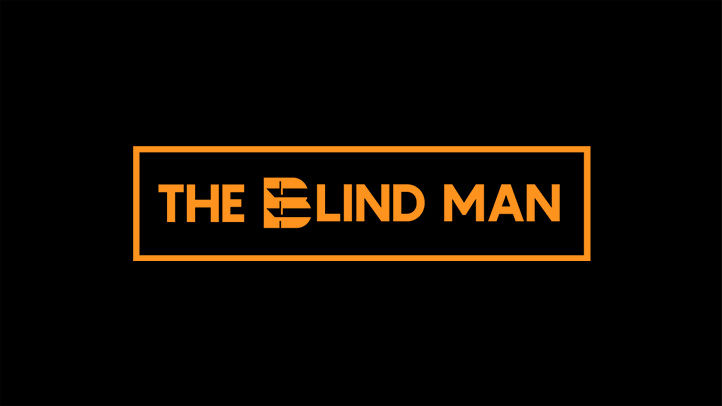 The Blind Man logo on a black background