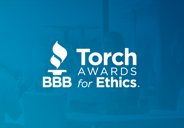BBB 2021 awards for excellence white words blue background