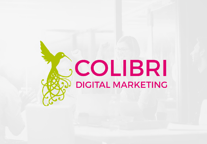 Gray image of business people celebrating with overlay of Colibri Digital Marketing logo overlayed