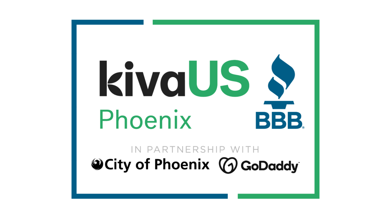 Phoenix Kiva Logo in Partnership with City of Phoenix & GoDaddy