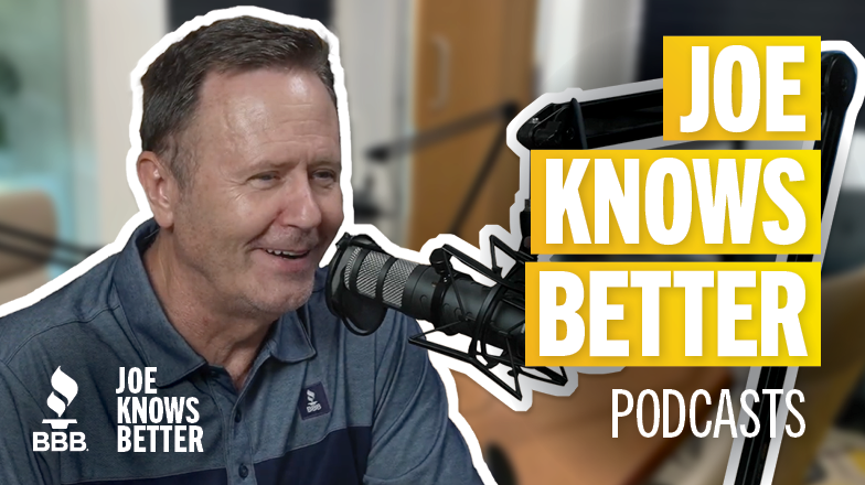 Joe Ducey at a microphone with the title: Joe Knows Better Podcasts