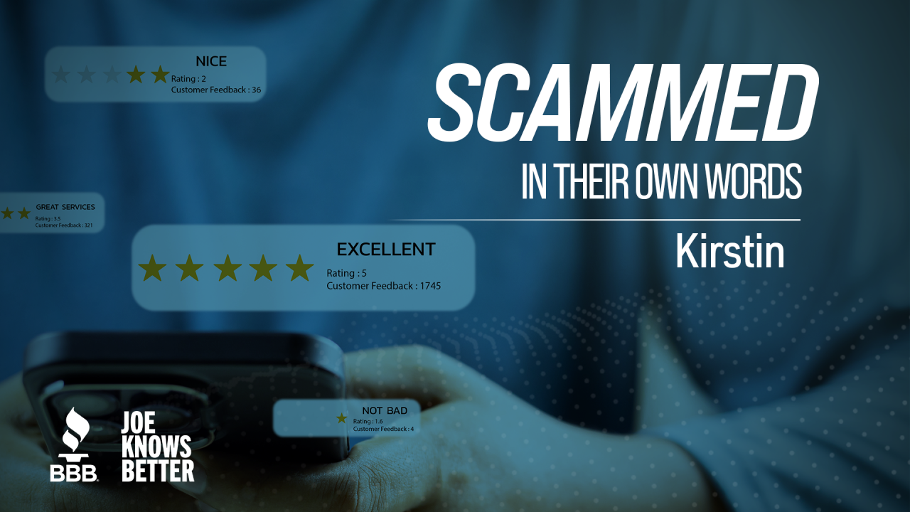 title card reading scammed in their own words